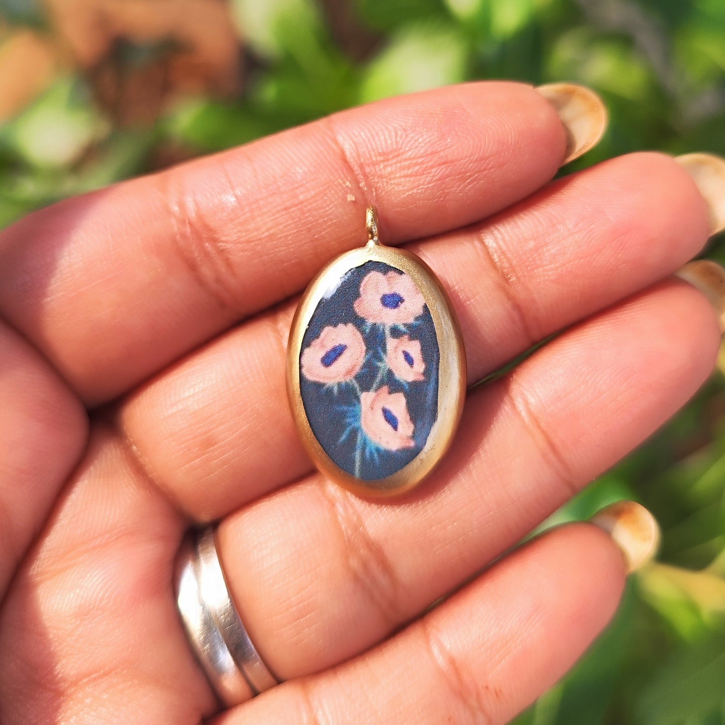 PO13- Peach Flowers - Cold Porcelain Charms Pendant (Dispatch in 7-9 Days) - ClartStudios - Polymer clay Jewellery