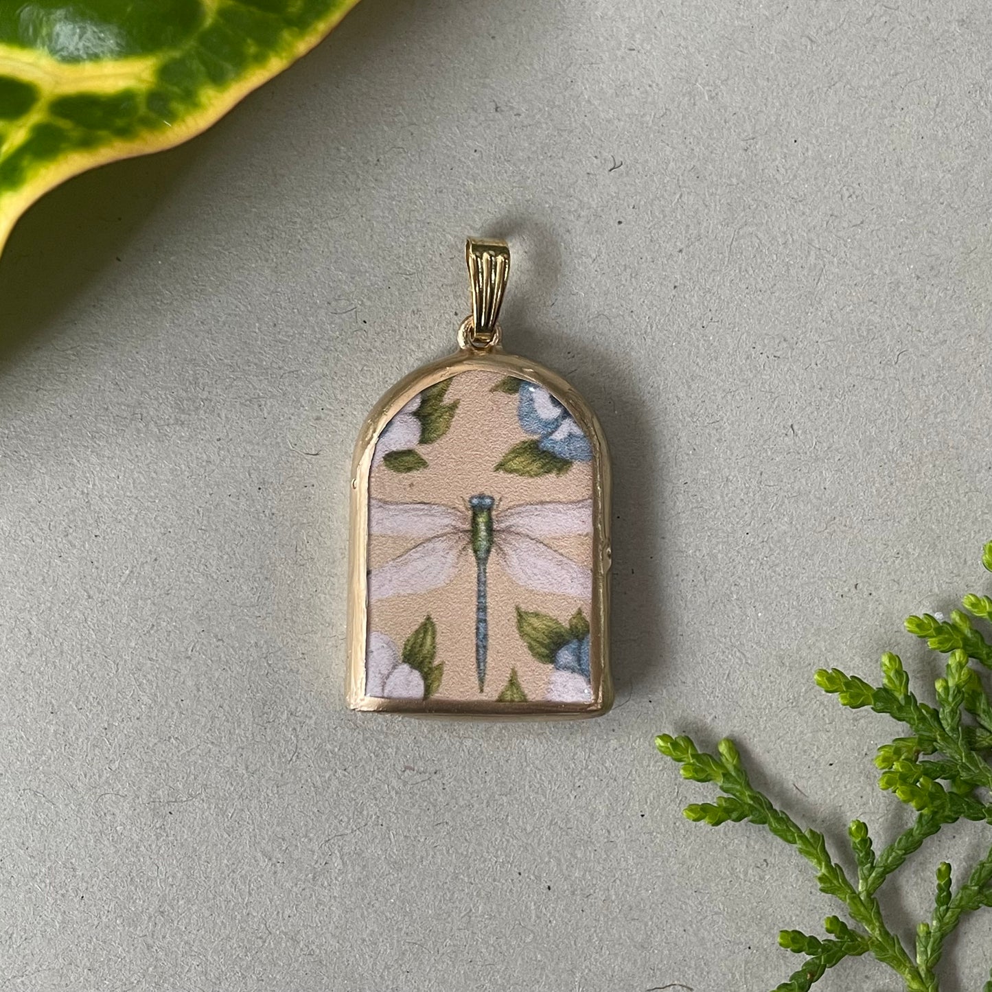 Boho Dragon Fly Pillar Shaped - Cold Porcelain Charms Pendant (With Bail) - ClartStudios - Polymer clay Jewellery