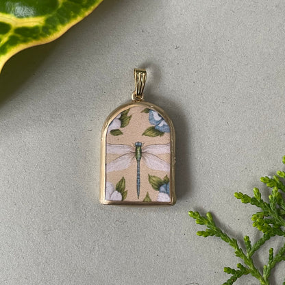 Boho Dragon Fly Pillar Shaped - Cold Porcelain Charms Pendant (With Bail) - ClartStudios - Polymer clay Jewellery