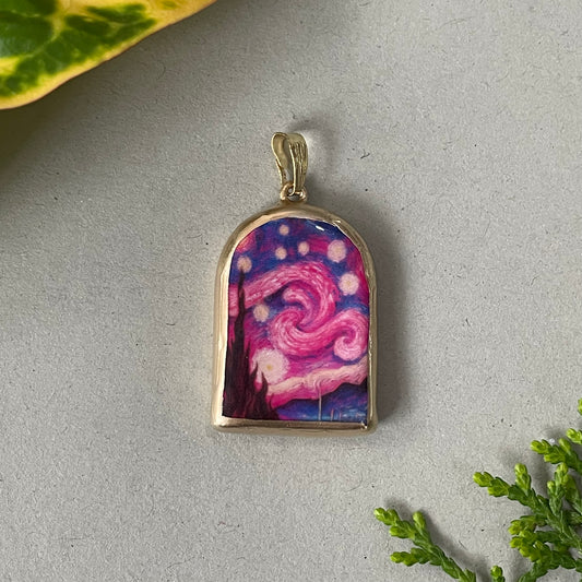 Cotton Candy Sky  Pillar Shaped - Cold Porcelain Charms Pendant (With Bail) - ClartStudios - Polymer clay Jewellery