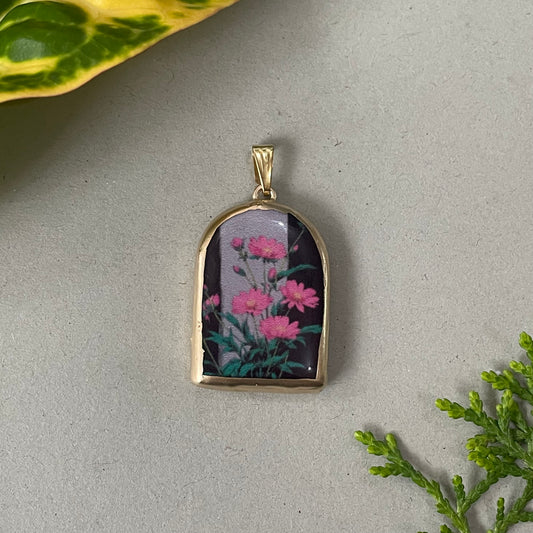 Midnight Blooms Pillar Shaped - Cold Porcelain Charms Pendant (With Bail) - ClartStudios - Polymer clay Jewellery