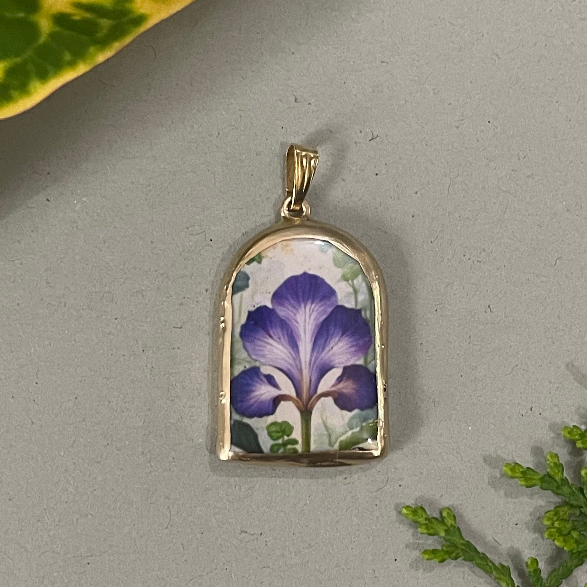 Purple Orchid Bloom Pillar Shaped - Cold Porcelain Charms Pendant (With Bail) - ClartStudios - Polymer clay Jewellery