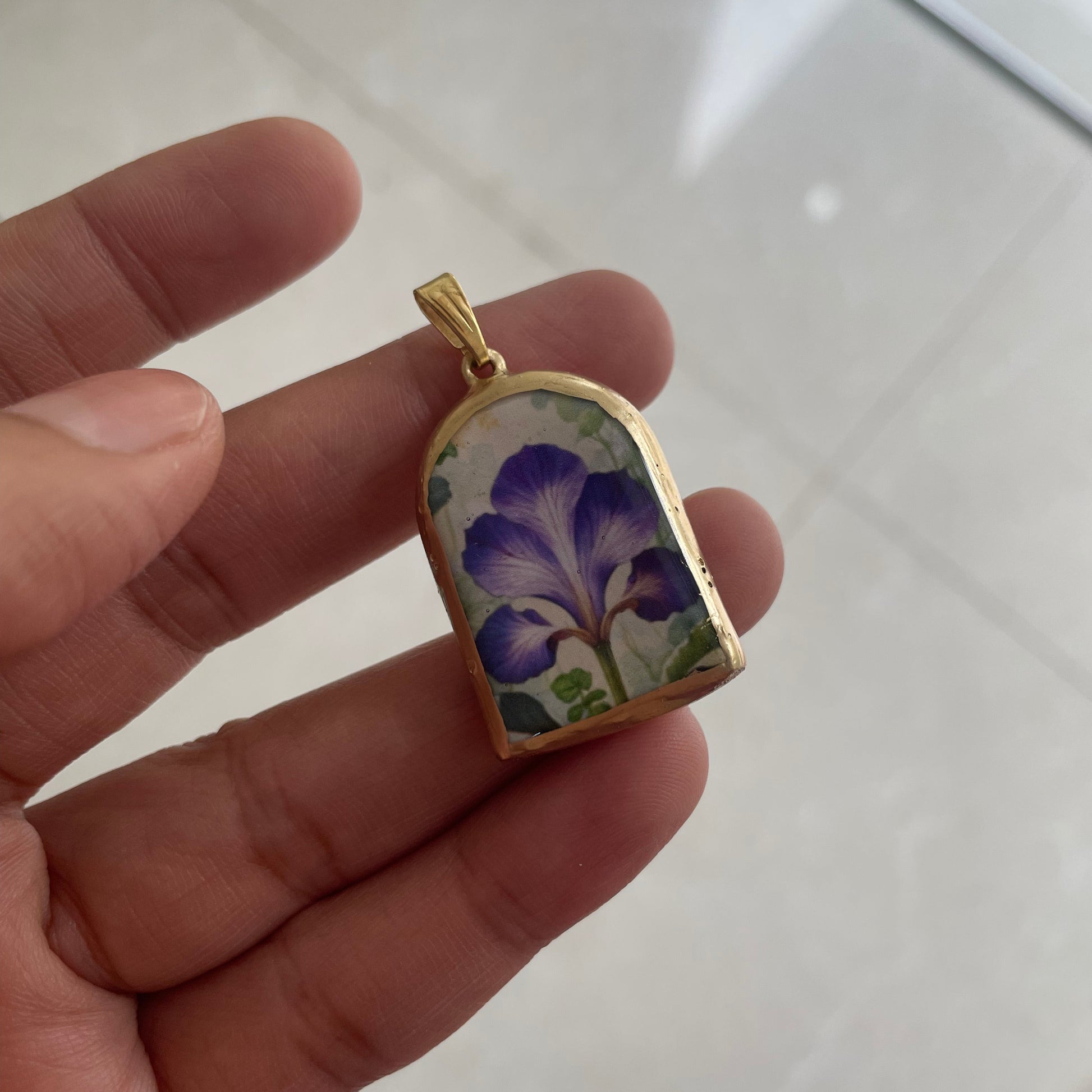 Purple Orchid Bloom Pillar Shaped - Cold Porcelain Charms Pendant (With Bail) - ClartStudios - Polymer clay Jewellery