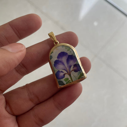 Purple Orchid Bloom Pillar Shaped - Cold Porcelain Charms Pendant (With Bail) - ClartStudios - Polymer clay Jewellery