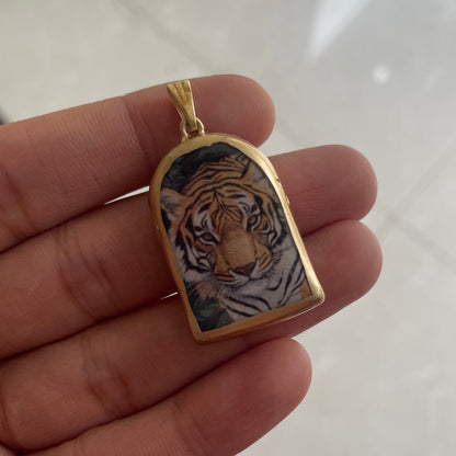 Tiger Pillar Shaped - Cold Porcelain Charms Pendant (With Bail) - ClartStudios - Polymer clay Jewellery