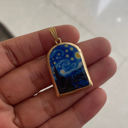 Starry Reverie Pillar Shaped - Cold Porcelain Charms Pendant (With Bail) - ClartStudios - Polymer clay Jewellery