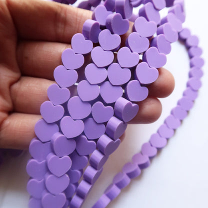 Lavender- 10mm Heart Polymer Clay Beads - ClartStudios - Polymer clay Jewellery
