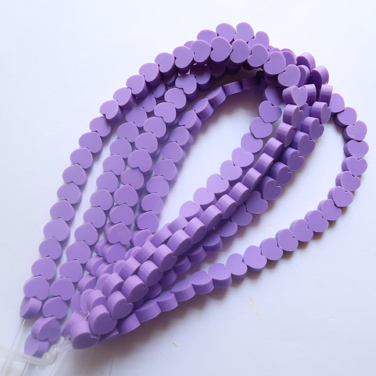 Lavender- 10mm Heart Polymer Clay Beads - ClartStudios - Polymer clay Jewellery