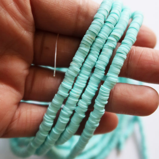 Light Blue 1X5mm Disc Polymer Clay Beads - ClartStudios - Polymer clay Jewellery