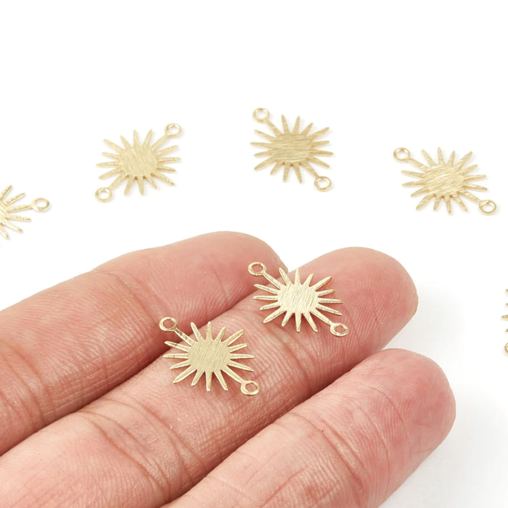 Little Brass Sun Charms - ClartStudios - Polymer clay Jewellery