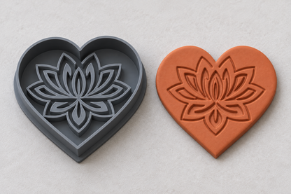Lotus Heart Polymer Clay Cutter | 139 - ClartStudios - Polymer clay Jewellery