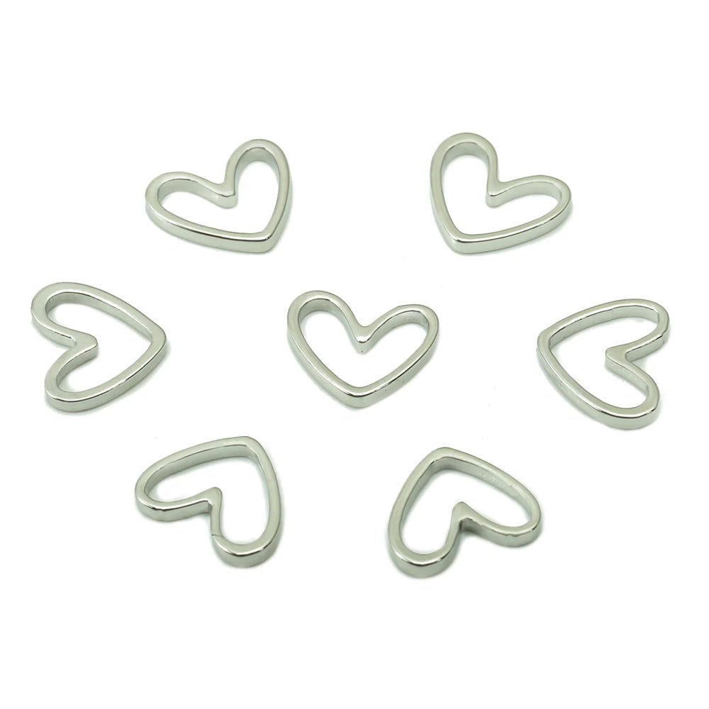 Brass Silver Mini Heart Earring Charm - ClartStudios - Polymer clay Jewellery