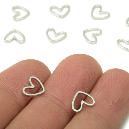 Brass Silver Mini Heart Earring Charm - ClartStudios - Polymer clay Jewellery