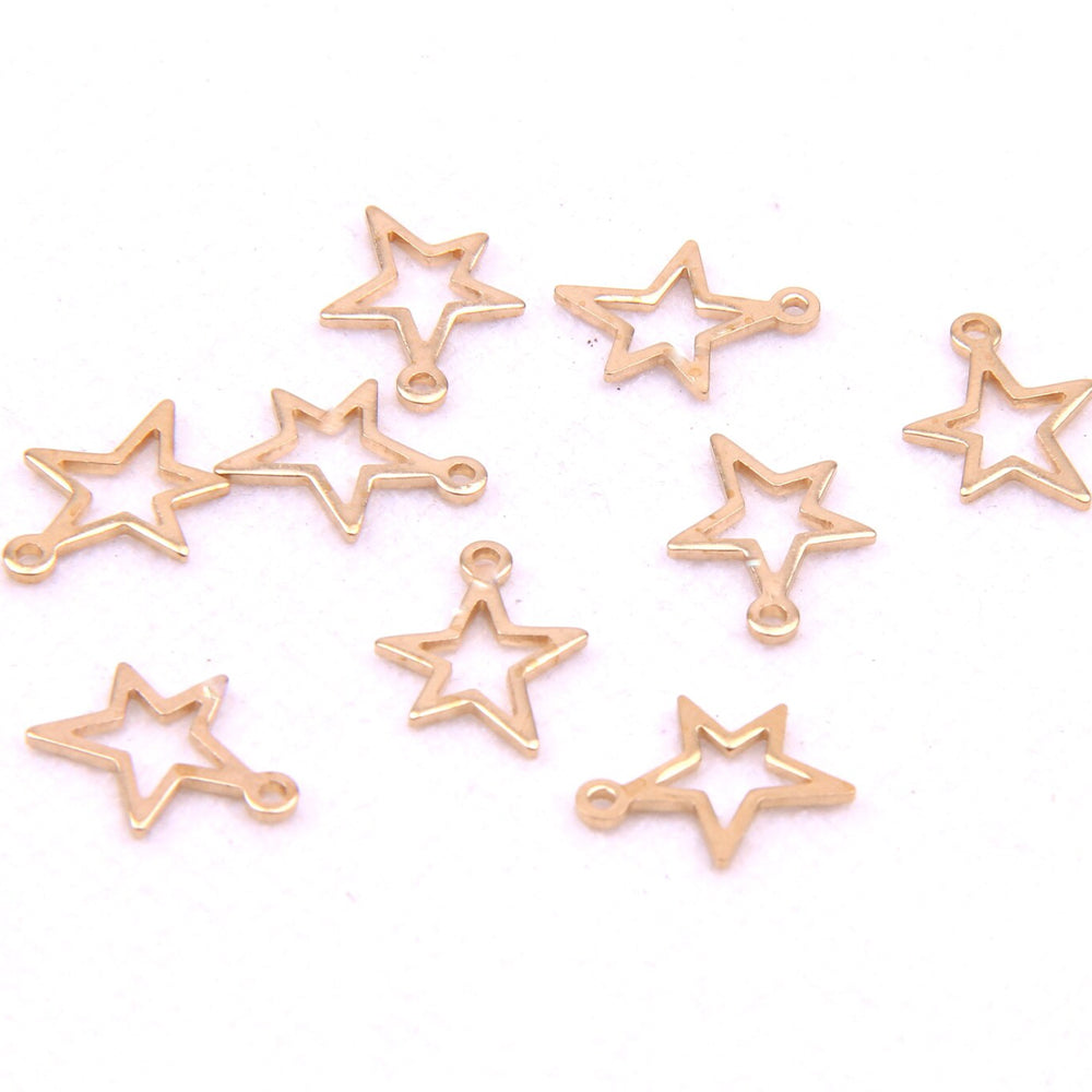 Brass Mini Star Outline Charm - ClartStudios - Polymer clay Jewellery