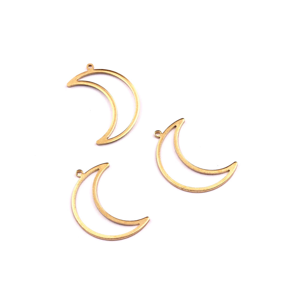 Brass Moon Crescent Shaped Charms - ClartStudios - Polymer clay Jewellery