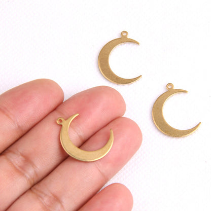 Brass Moon Charm - ClartStudios - Polymer clay Jewellery