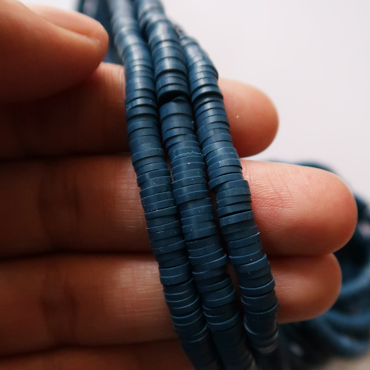 Mud Blue - 1X5mm Disc Polymer Clay Beads - ClartStudios - Polymer clay Jewellery