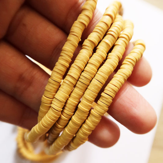 Mustard Yelow 1X5mm Disc Polymer Clay Beads - ClartStudios - Polymer clay Jewellery