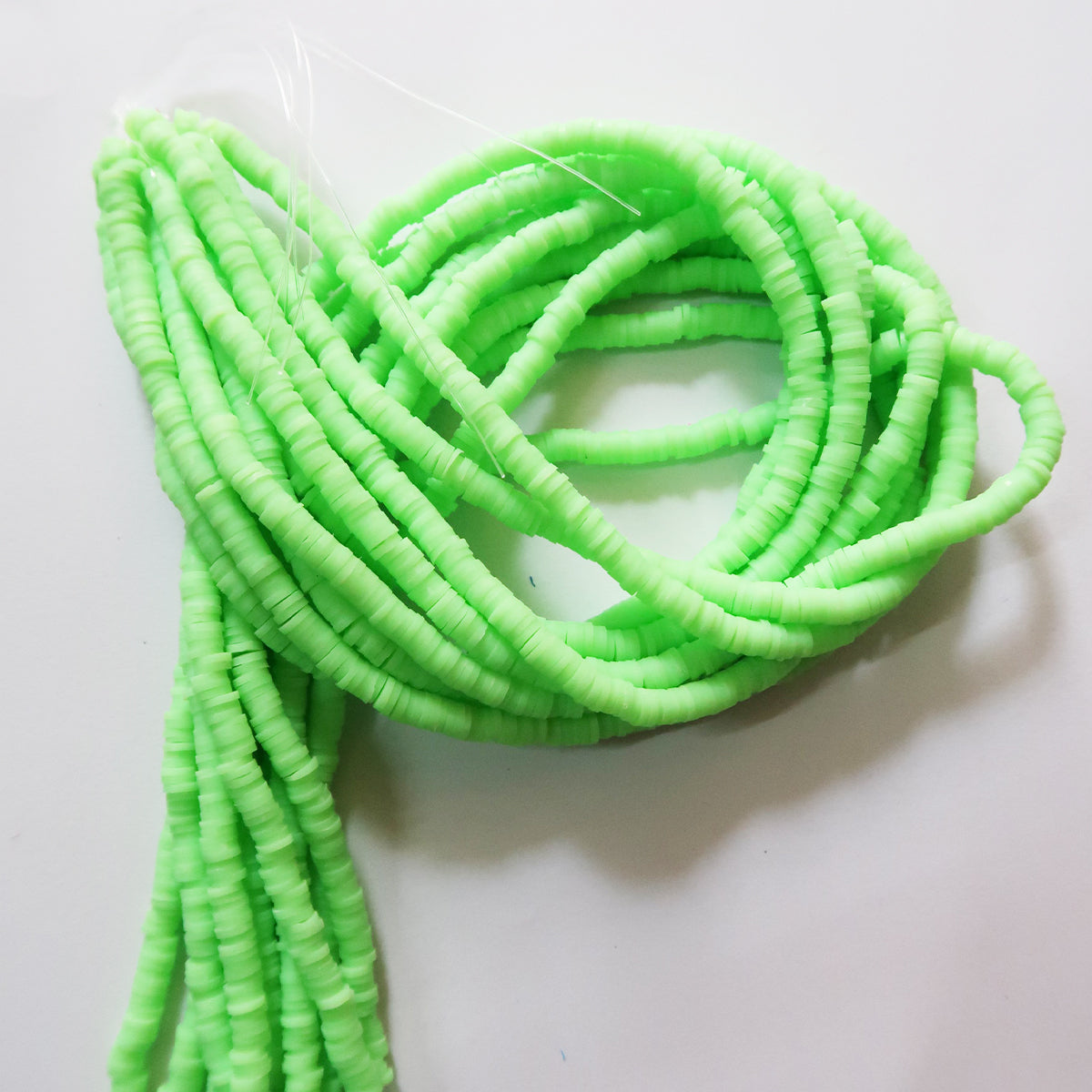 Neon Green 1X5mm Disc Polymer Clay Beads - ClartStudios - Polymer clay Jewellery
