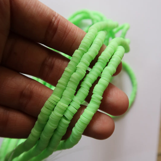 Neon Green 1X5mm Disc Polymer Clay Beads - ClartStudios - Polymer clay Jewellery