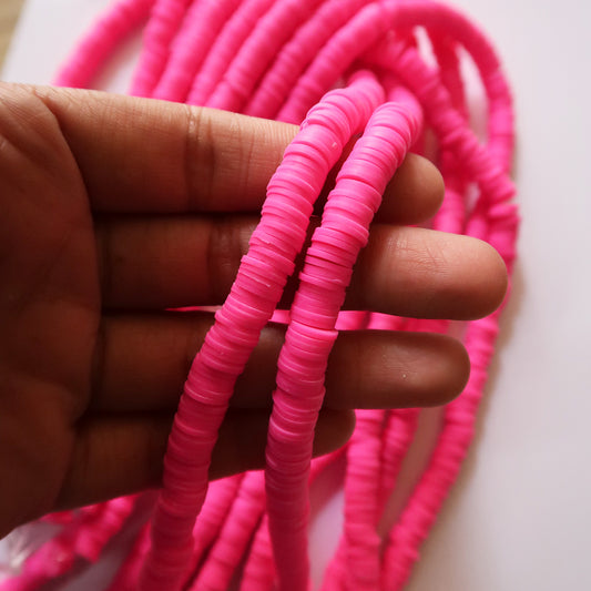 Neon Pink - 1X8mm Disc Polymer Clay Beads - ClartStudios - Polymer clay Jewellery