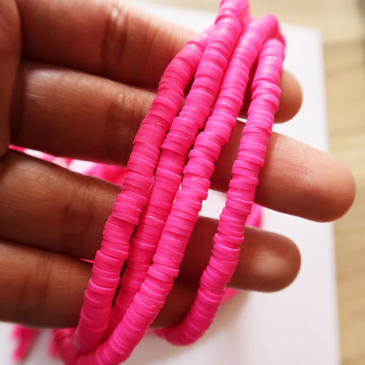 Neon Pink 1X5mm Disc Polymer Clay Beads - ClartStudios - Polymer clay Jewellery
