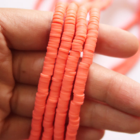 Neon Orange 1X5mm Disc Polymer Clay Beads - ClartStudios - Polymer clay Jewellery