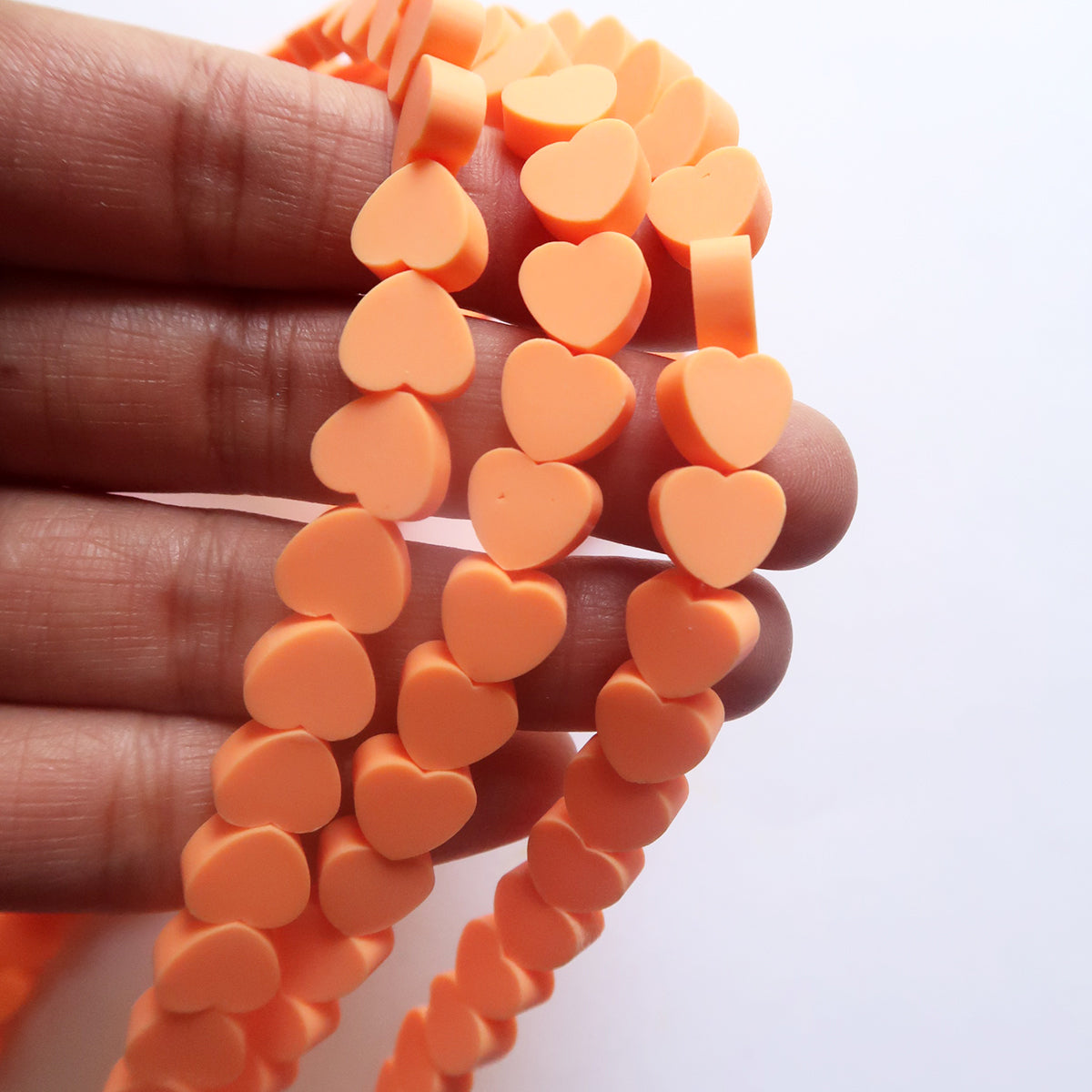 Neon Orange - 10mm Heart Polymer Clay Beads - ClartStudios - Polymer clay Jewellery