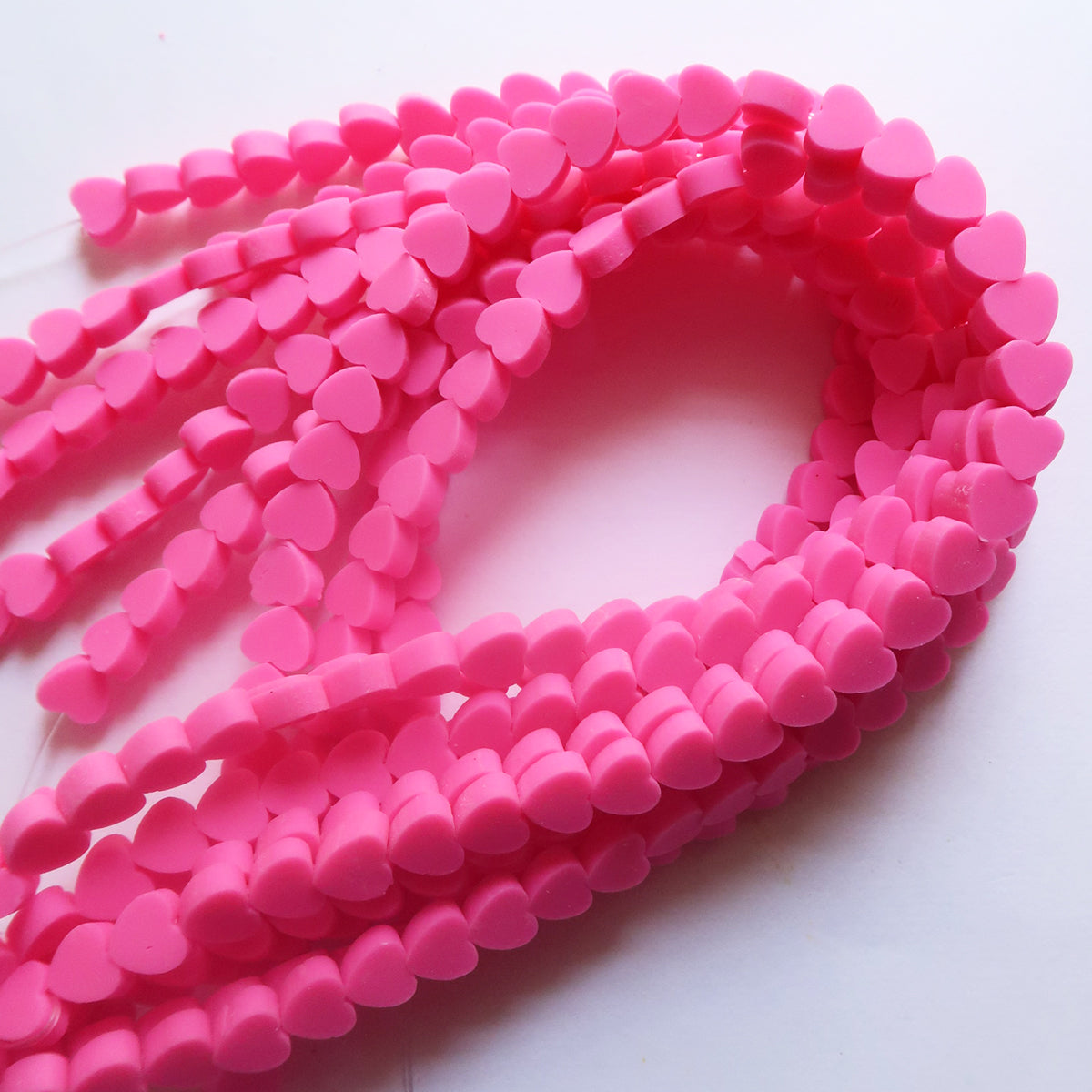 Neon Pink - 10mm Heart Polymer Clay Beads - ClartStudios - Polymer clay Jewellery