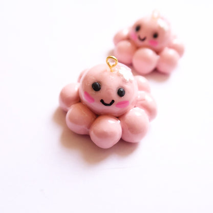 Baby Pink Octopus Charm - ClartStudios - Polymer clay Jewellery