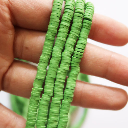 Parrot Green 1X5mm Disc Polymer Clay Beads - ClartStudios - Polymer clay Jewellery