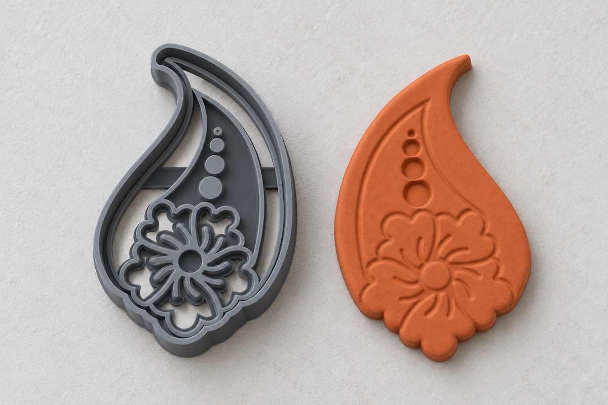 Paisley Flower Polymer Clay Cutter | 166 - ClartStudios - Polymer clay Jewellery