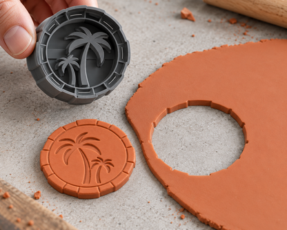Palm Tree Coin Polymer Clay Cutter | 023 - ClartStudios - Polymer clay Jewellery