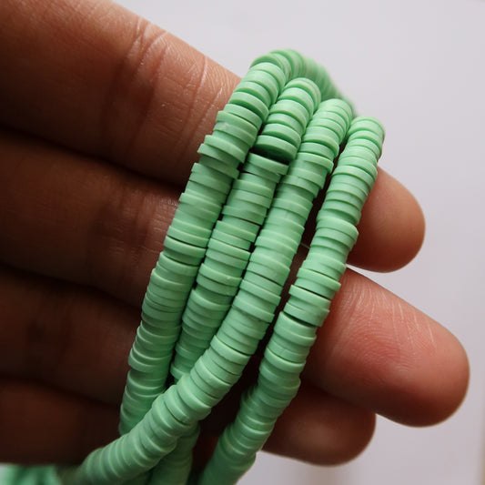 Pastel Green -  1X5mm Disc Polymer Clay Beads - ClartStudios - Polymer clay Jewellery