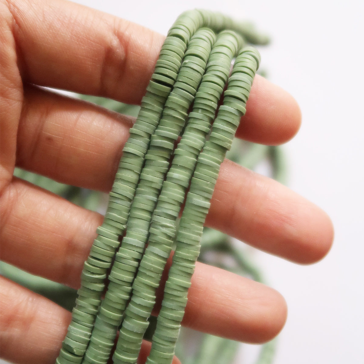 Pastel Green 1X5mm Disc Polymer Clay Beads - ClartStudios - Polymer clay Jewellery