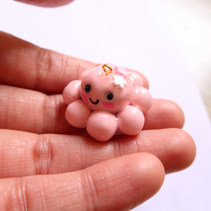 Baby Pink Octopus Charm - ClartStudios - Polymer clay Jewellery