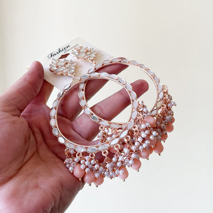 Peach Rose Gold Mirror Earring - ClartStudios - Polymer clay Jewellery
