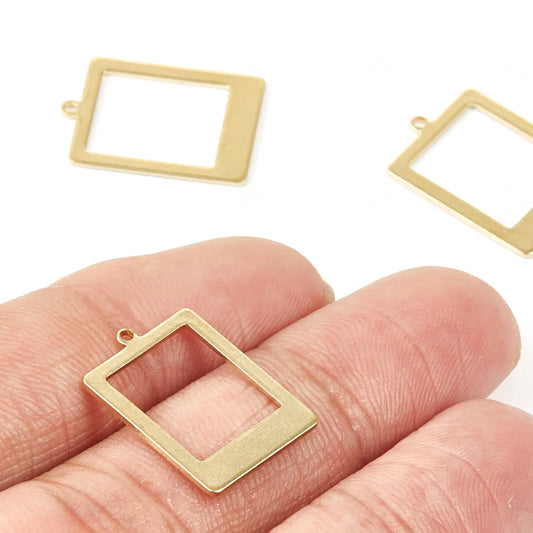 Brass Polaroid Rectangle Charms - ClartStudios - Polymer clay Jewellery