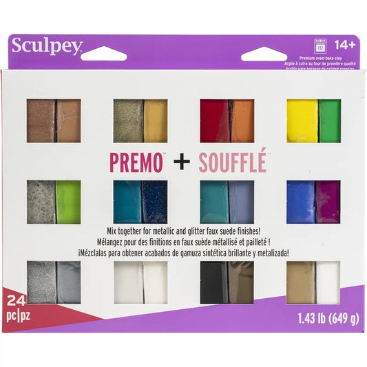 Premo Souffle Multipack Assorted Colors 24/Pkg - ClartStudios - Polymer clay Jewellery