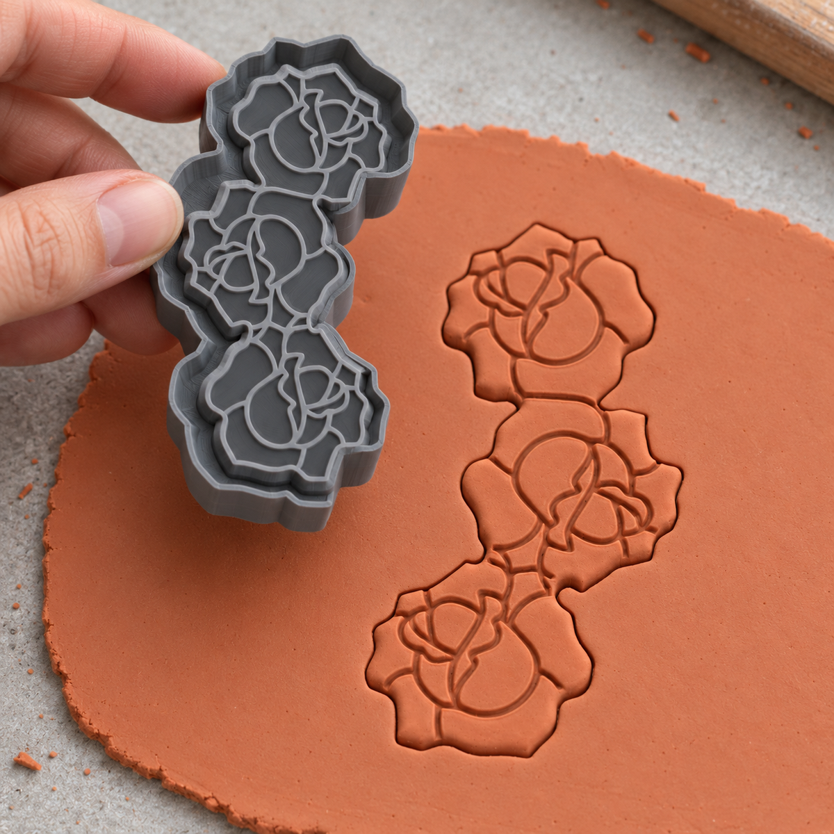 Triple Rose Drop Polymer Clay Cutter | 169 - ClartStudios - Polymer clay Jewellery