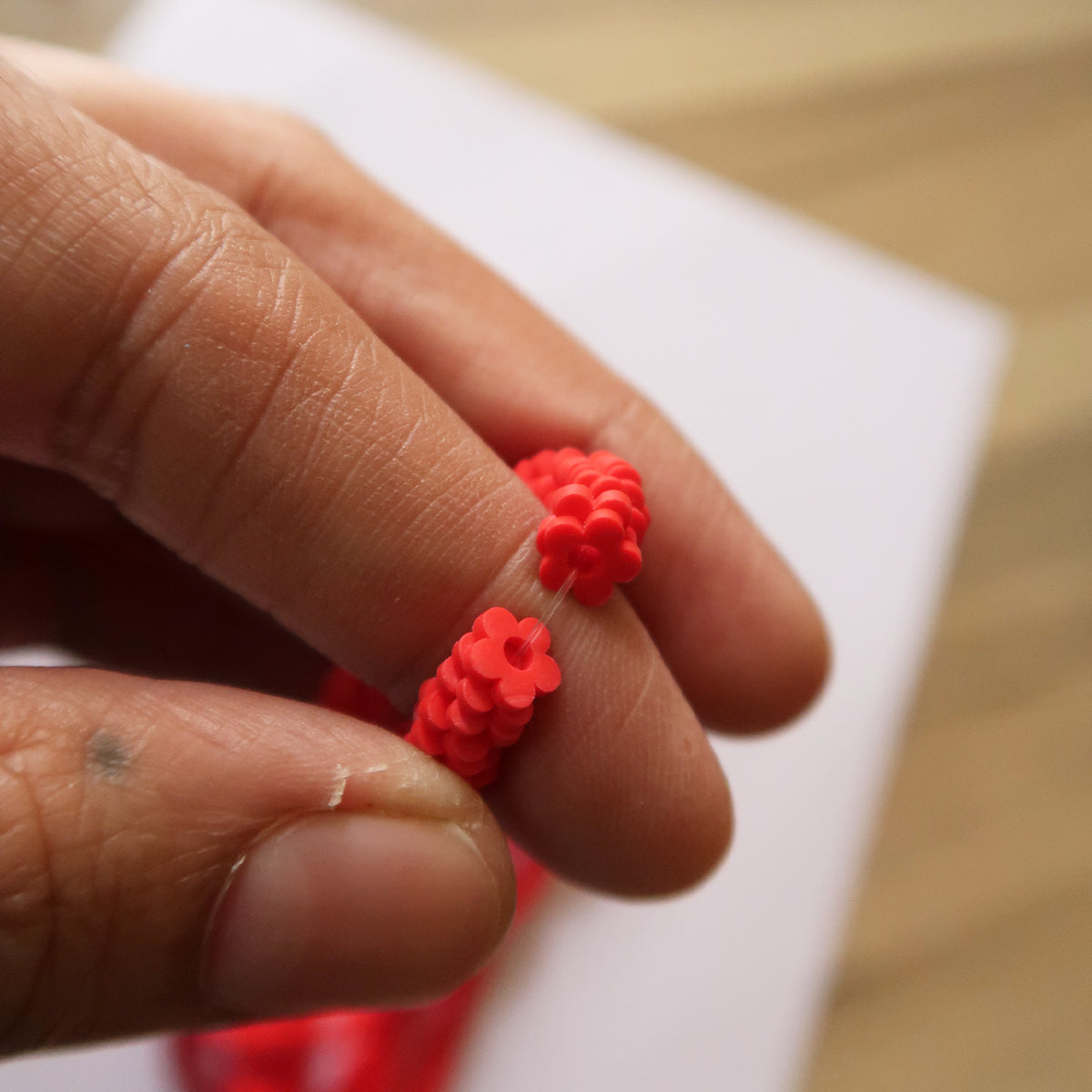 Red - 1X6mm Flower Polymer Clay Beads - ClartStudios - Polymer clay Jewellery