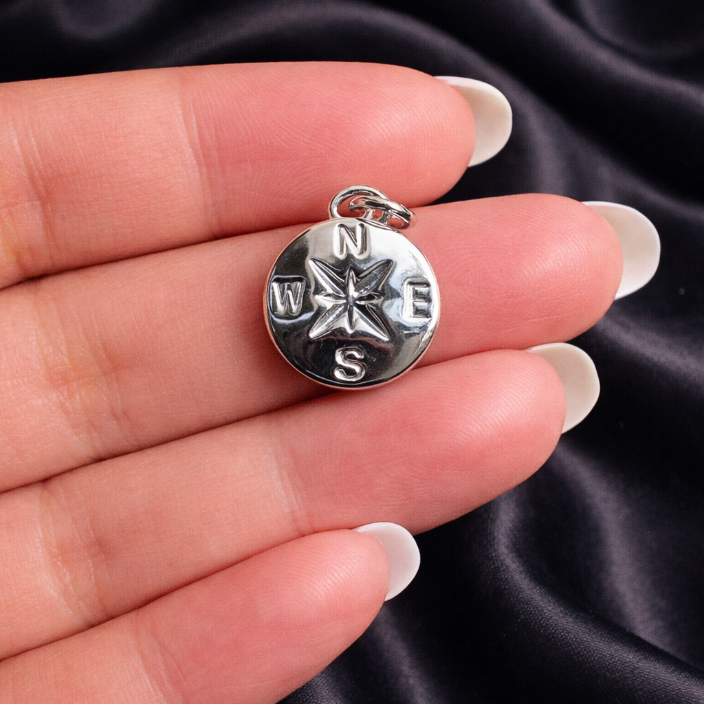 BTF53 - Compass Imprint 18k Gold Plated Brass Pendant (Anti Tarnish) (1pc) - ClartStudios - Polymer clay Jewellery