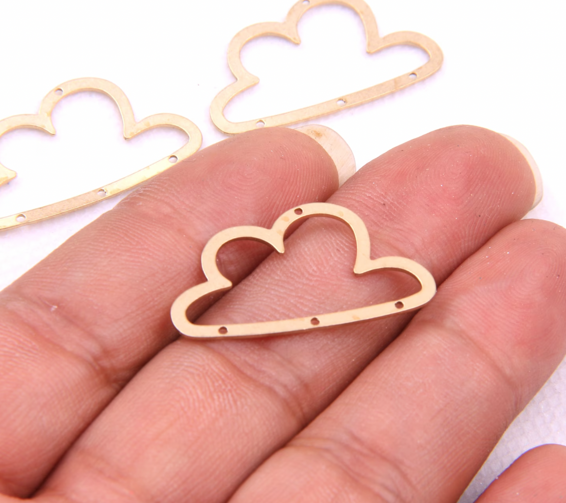 Cloud Connector Raw Brass Charm - ClartStudios - Polymer clay Jewellery