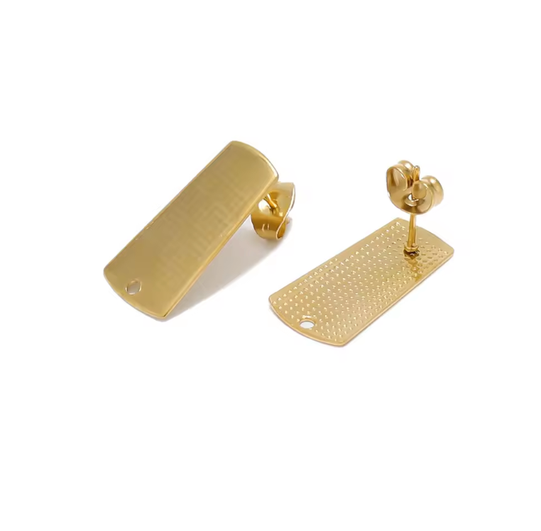 SS44 Rectangle Textured Studs Earrings (Sold In Pair) - ClartStudios - Polymer clay Jewellery