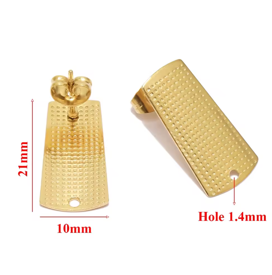 SS44 Rectangle Textured Studs Earrings (Sold In Pair) - ClartStudios - Polymer clay Jewellery