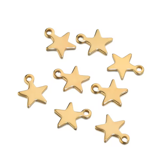 Star Stamping Charm - Gold Plated Stainless Steel - ClartStudios - Polymer clay Jewellery