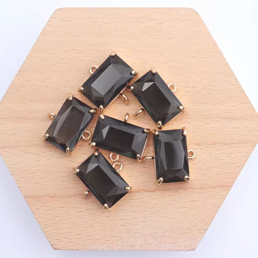 Black Rectangle Glass Crystal (17mm * 16mm) - ClartStudios - Polymer clay Jewellery