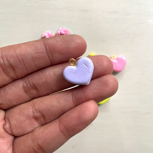 Lilac Heart Macaron Clay Charms - ClartStudios - Polymer clay Jewellery