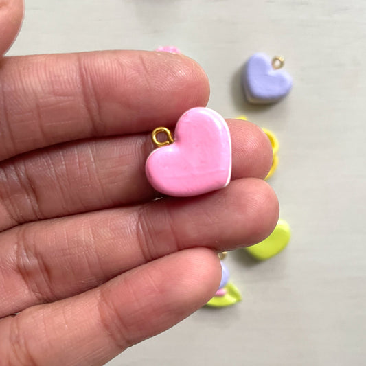 Baby Pink Heart Macaron Clay Charms - ClartStudios - Polymer clay Jewellery
