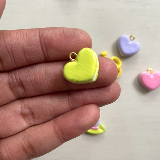 Lime Heart Macaron Clay Charms - ClartStudios - Polymer clay Jewellery